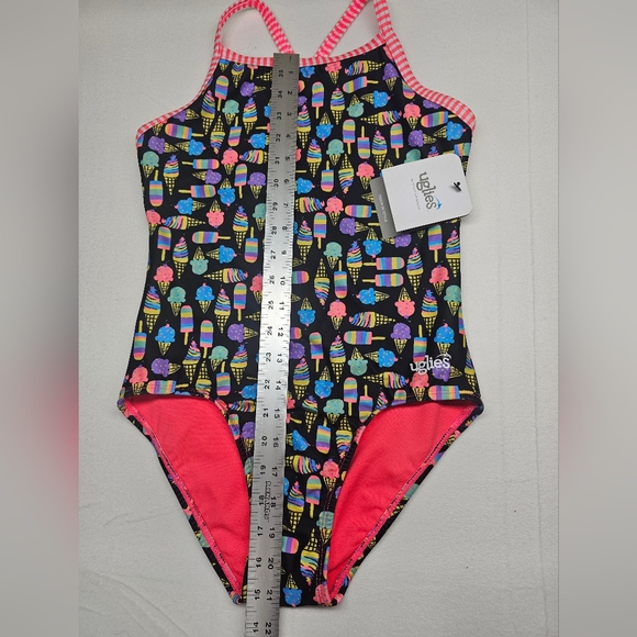 Uglies Girls Swimsuit One Piece Ice Cream Print‎ Pink Straps New NWT - Picture 5 of 6